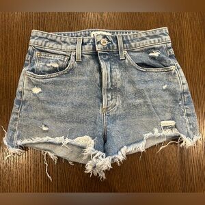 Distressed Light Blue Denim Jean Shorts for Women